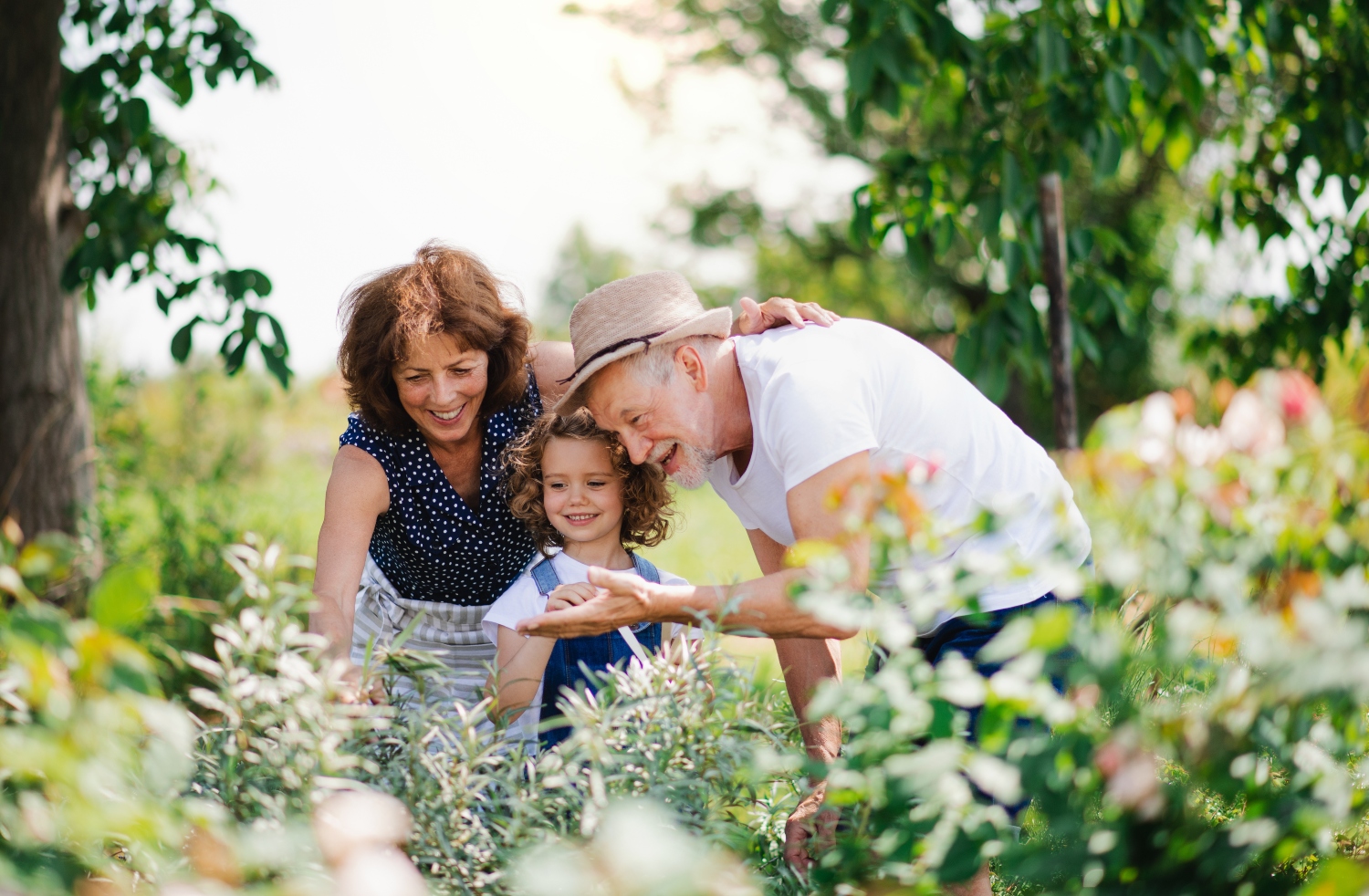 Grandparents in spring garden