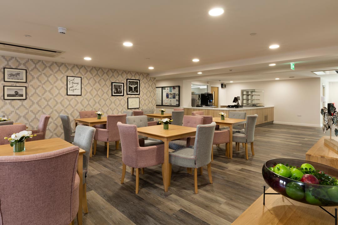 A communal dining area in modern for all residents.